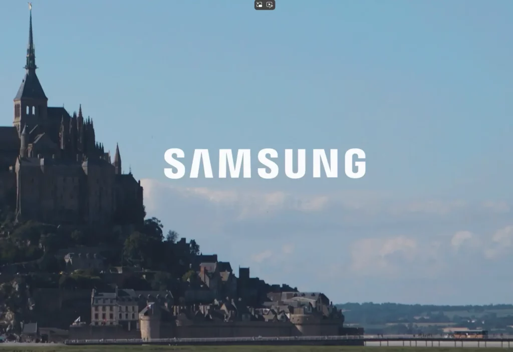 Logo samsung avec en fond le mont saint michel
