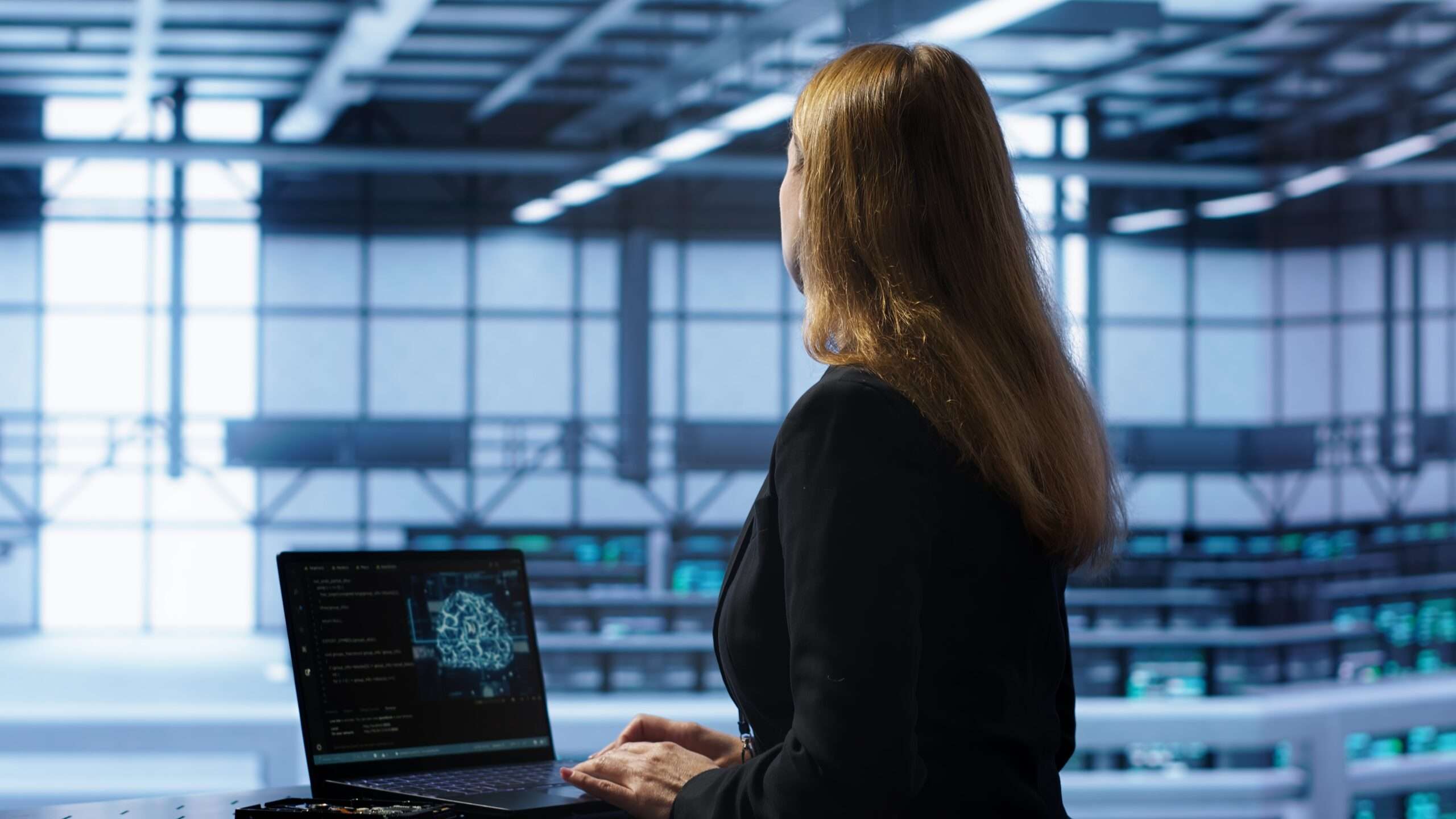 it-professional-working-notebook-with-ai-machine-learning-algorithms