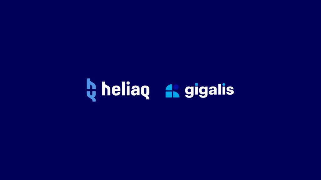 Logo Heliaq Gigalis sur fond bleu foncé