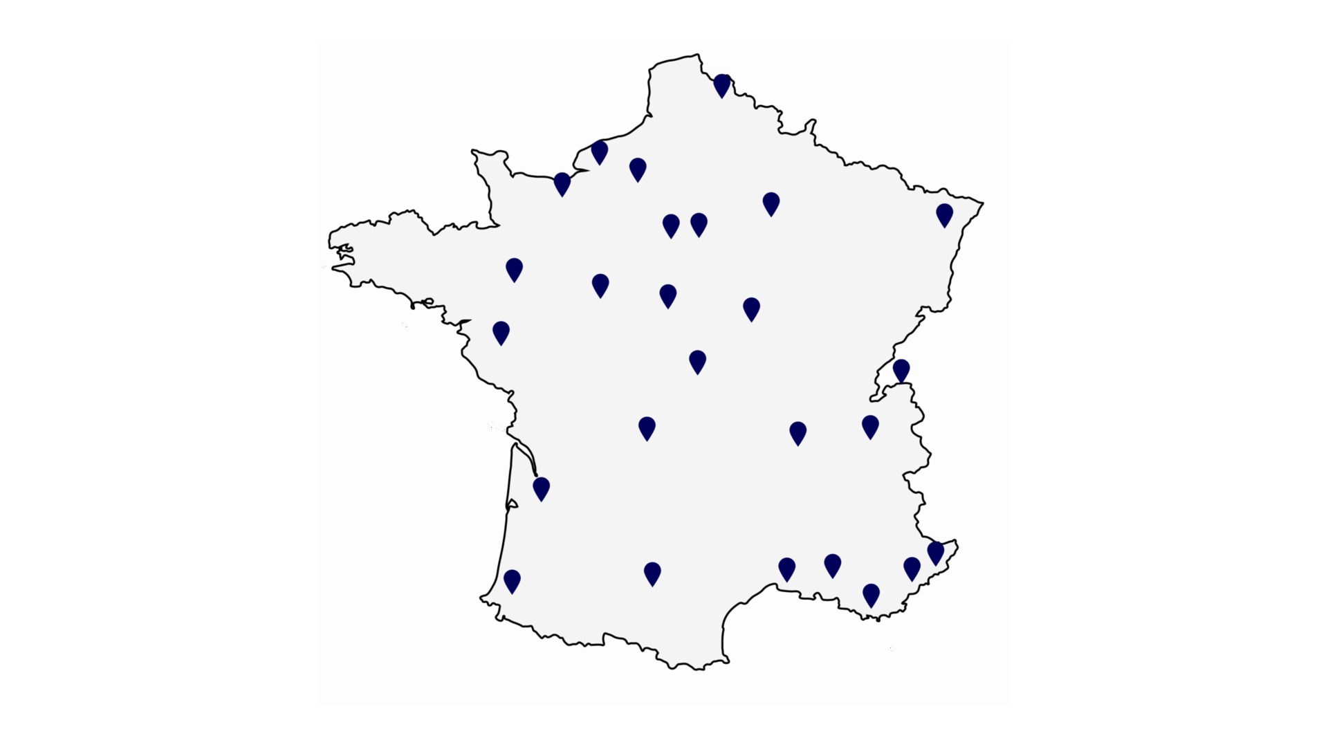 Carte de France des agences Heliaq