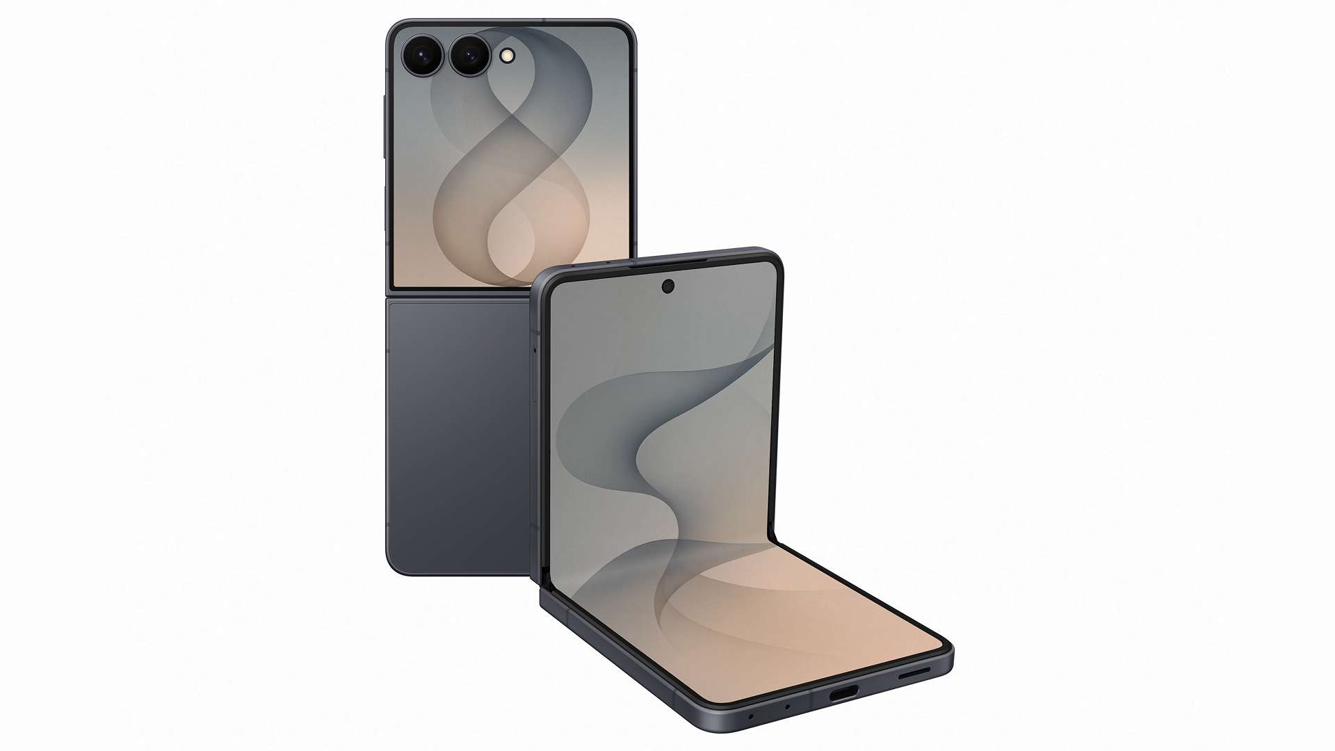 Galaxy Z Flip8 Graphite - Front Side Flex Mode Back